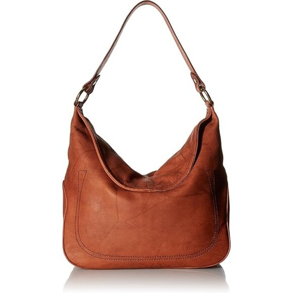 Frye Campuus Womens Large Brown Leather Hobo Shoulder Bag Brass Hardware Boho - Picture 1 of 16